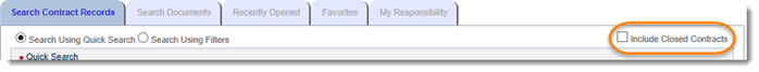 Include Closed Contracts-Quick Search