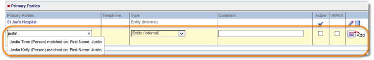 datasheet-add a primary party